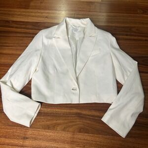 Amisu‎ Cropped Blazer White Size 6 US / 38 EU Single Button Career